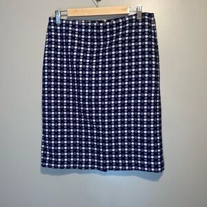 Talbots Navy and White Pencil Skirt